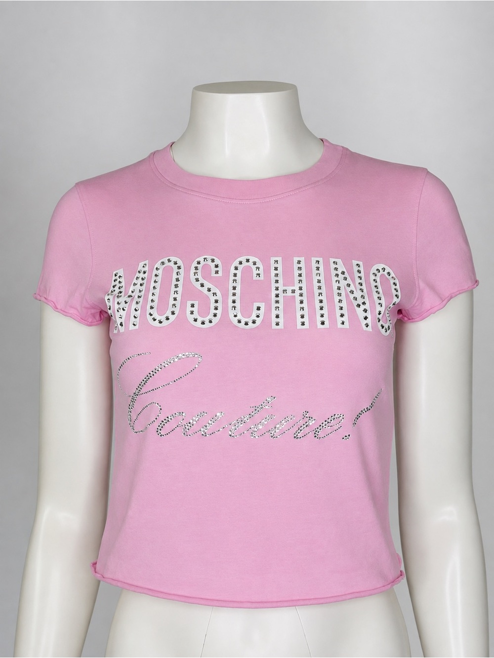 Moschino Pink Crystal-Embellished Logo Tee